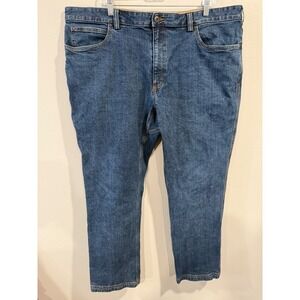 Duluth Trading Co Flex Ballroom Jeans Men's 42x32 Trim Fit Blue Denim Work Pants